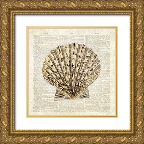 Scallop Shell Pages Gold Ornate Wood Framed Art Print with Double Matting by James, Christopher