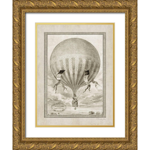 Balloon Over The Countryside Gold Ornate Wood Framed Art Print with Double Matting by James, Christopher