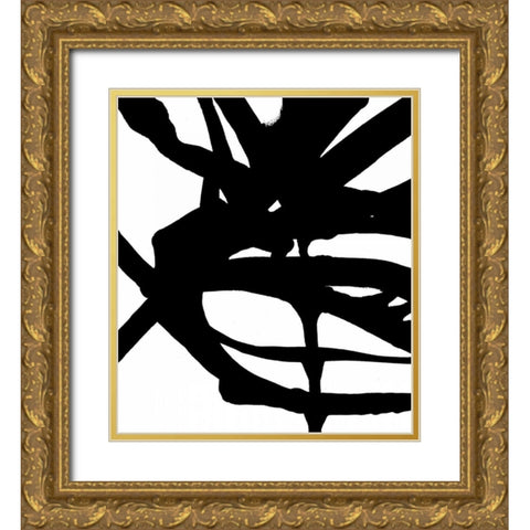 Blot and White 3 Gold Ornate Wood Framed Art Print with Double Matting by Hutton