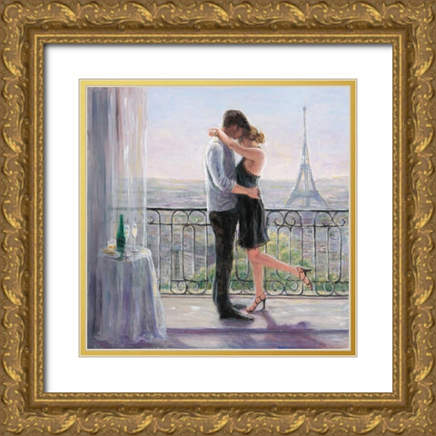 Paris Morning Romance Gold Ornate Wood Framed Art Print with Double Matting by Wallis, Karen