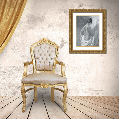 Draped Figure 1 Gold Ornate Wood Framed Art Print with Double Matting by Wallis, Karen