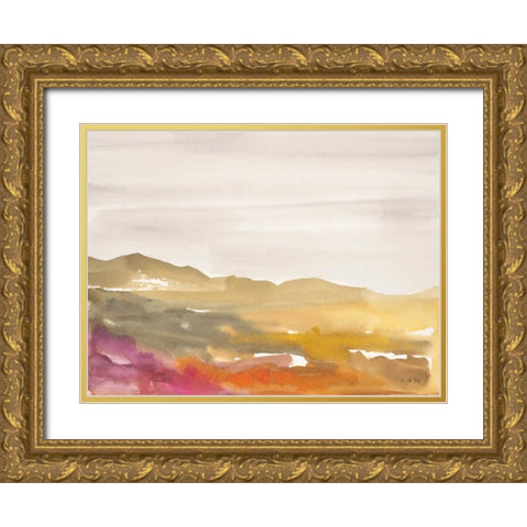Hillside View Gold Ornate Wood Framed Art Print with Double Matting by Swartz, Megan