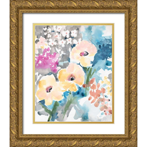 Bright Bouquet 2 Gold Ornate Wood Framed Art Print with Double Matting by Swartz, Megan