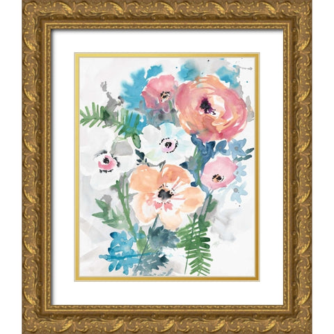 Bright Bouquet 3 Gold Ornate Wood Framed Art Print with Double Matting by Swartz, Megan