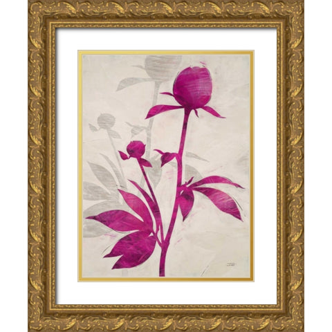 First Peony 1 Gold Ornate Wood Framed Art Print with Double Matting by IVO