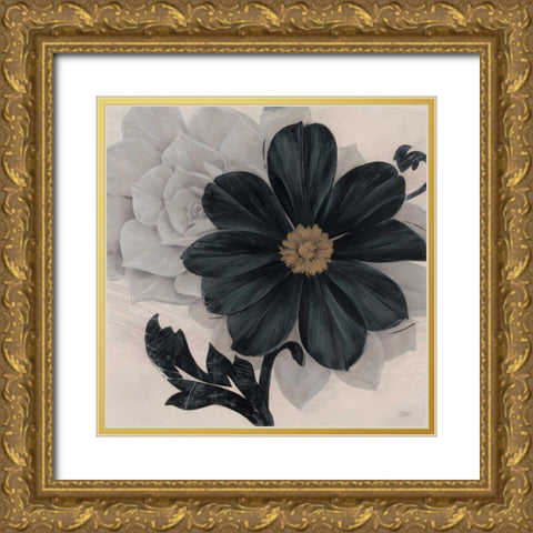 Blossom and Succulent Black Gold Ornate Wood Framed Art Print with Double Matting by Stoyanov, Ivo