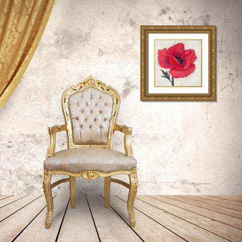 Jubilant Poppy Gold Ornate Wood Framed Art Print with Double Matting by Stoyanov, Ivo
