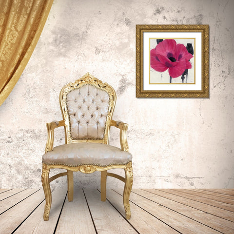 Elated Poppy Gold Ornate Wood Framed Art Print with Double Matting by Stoyanov, Ivo