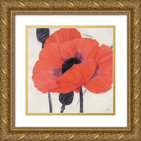 Exuberant Poppy Gold Ornate Wood Framed Art Print with Double Matting by Stoyanov, Ivo