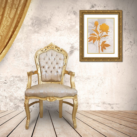 Amber Peony 1 Gold Ornate Wood Framed Art Print with Double Matting by Stoyanov, Ivo