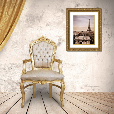Paris Vista Gold Ornate Wood Framed Art Print with Double Matting by Greenwood, Michael