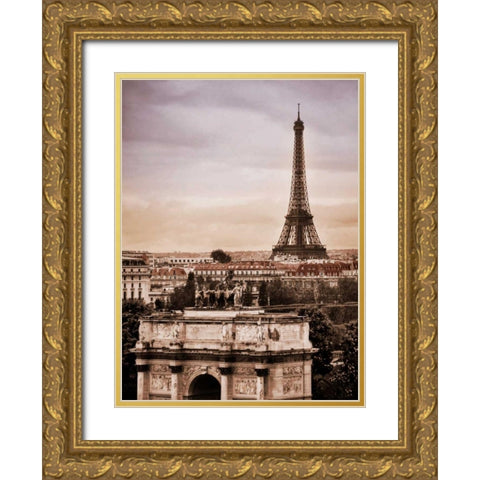 Paris Vista Gold Ornate Wood Framed Art Print with Double Matting by Greenwood, Michael