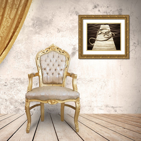 At The Dock Gold Ornate Wood Framed Art Print with Double Matting by Semenza, Marlana