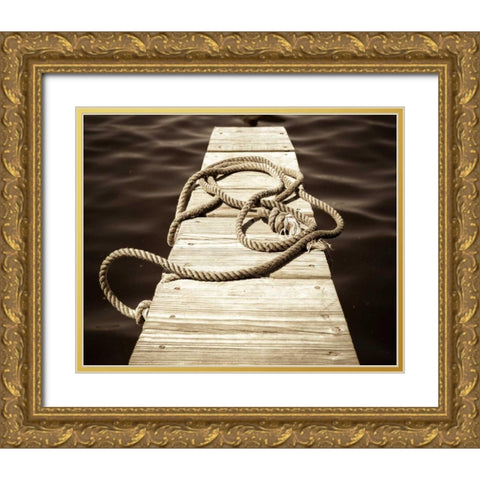 At The Dock Gold Ornate Wood Framed Art Print with Double Matting by Semenza, Marlana