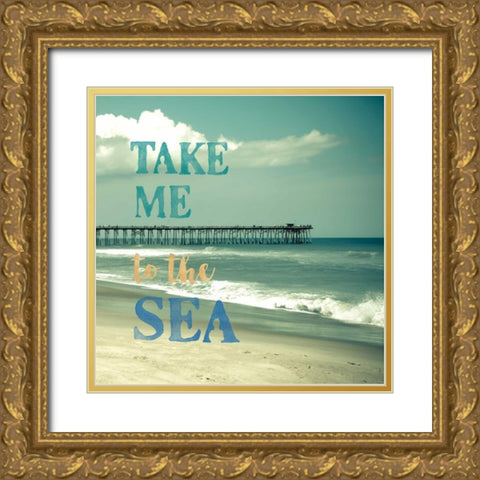 Take Me To The Sea Gold Ornate Wood Framed Art Print with Double Matting by Semenza, Marlana