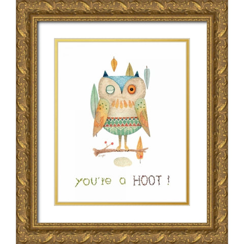 Youre a Hoot! Gold Ornate Wood Framed Art Print with Double Matting by Lings Workshop