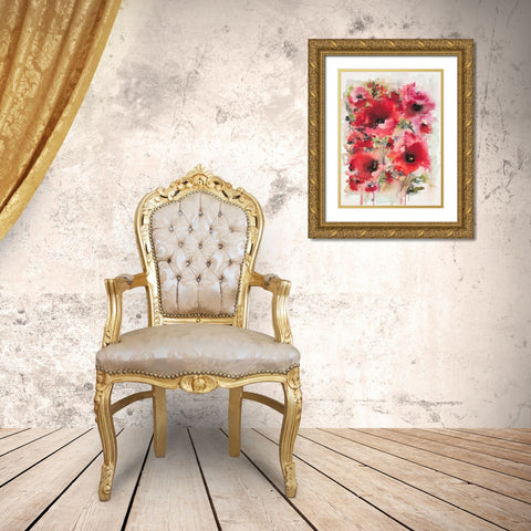 Transcendent Poppies Gold Ornate Wood Framed Art Print with Double Matting by Johannesson, Karin