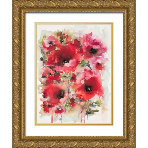 Transcendent Poppies Gold Ornate Wood Framed Art Print with Double Matting by Johannesson, Karin