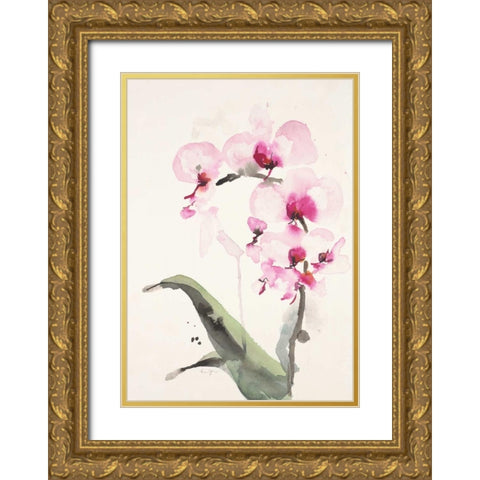 Morning Orchid  Gold Ornate Wood Framed Art Print with Double Matting by Johannesson, Karen