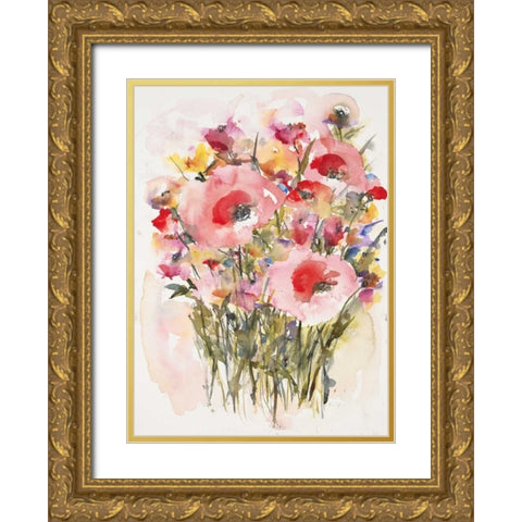 Karins Garden 4 Gold Ornate Wood Framed Art Print with Double Matting by Johannesson, Karin