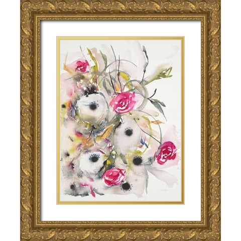 Watercolor Field 1 Gold Ornate Wood Framed Art Print with Double Matting by Johannesson, Karin
