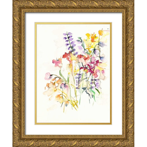 Laughing Lupines 2 Gold Ornate Wood Framed Art Print with Double Matting by Johannesson, Karin