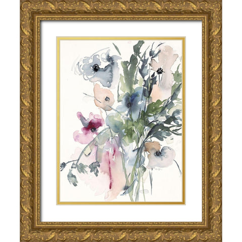 Simplicity Bouquet Gold Ornate Wood Framed Art Print with Double Matting by Johannesson, Karin