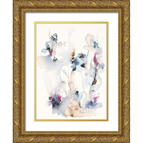 Simplicity Floral Gold Ornate Wood Framed Art Print with Double Matting by Johannesson, Karin