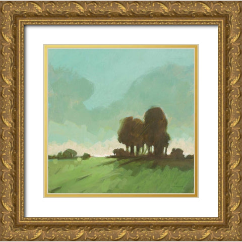 Knoll View 1 Square Gold Ornate Wood Framed Art Print with Double Matting by Edwards, DB