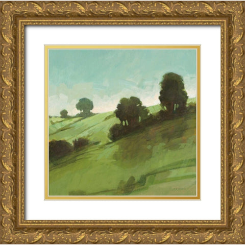 Knoll View 3 Square Gold Ornate Wood Framed Art Print with Double Matting by Edwards, DB