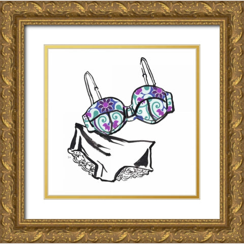 Vintage Lingerie Gold Ornate Wood Framed Art Print with Double Matting by Sunflowerman