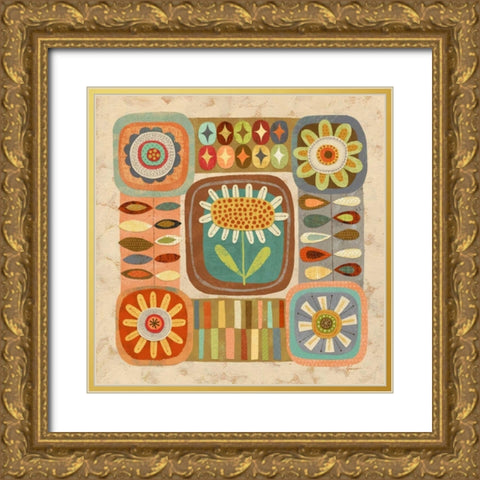 Floral Retro 2 Gold Ornate Wood Framed Art Print with Double Matting by Faust, Richard