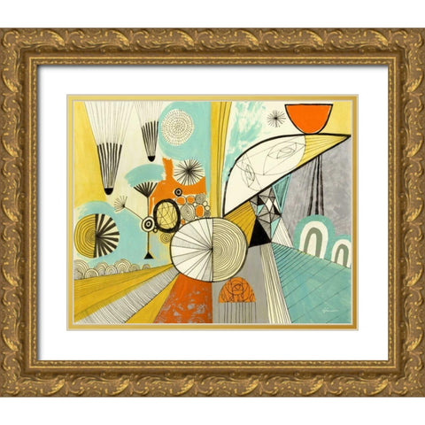 Jazzy Stuff Gold Ornate Wood Framed Art Print with Double Matting by Faust, Richard