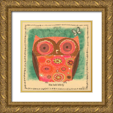 Hoot hoot Hooray Gold Ornate Wood Framed Art Print with Double Matting by Faust, Richard