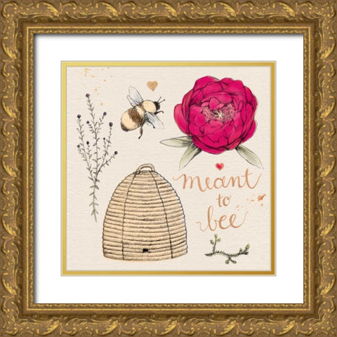 Meant To Bee Gold Ornate Wood Framed Art Print with Double Matting by Elliot, Kerri