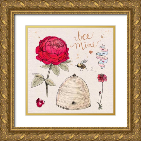 Bee Mine Gold Ornate Wood Framed Art Print with Double Matting by Elliot, Kerri