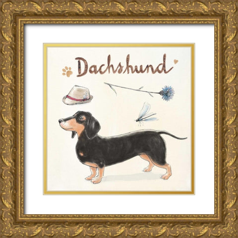 Dachshund Escapades Gold Ornate Wood Framed Art Print with Double Matting by Elliot, Kerri