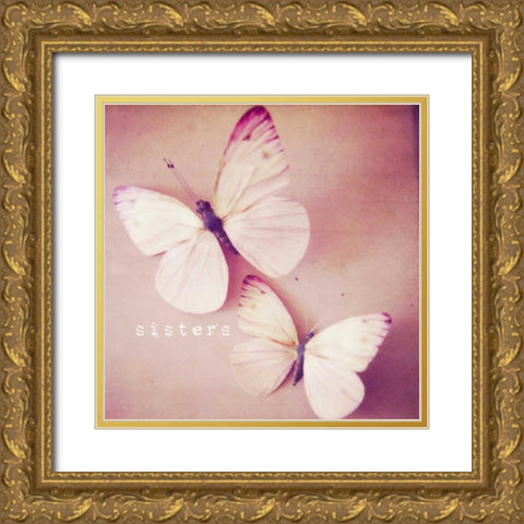 Butterfly Sisters Gold Ornate Wood Framed Art Print with Double Matting by Susannah Tucker Photography