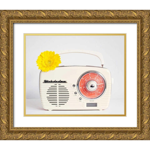 Back In Time White Radio Gold Ornate Wood Framed Art Print with Double Matting by Susannah Tucker Photography
