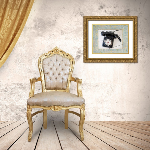 Back In Time Black Telephone_border Gold Ornate Wood Framed Art Print with Double Matting by Susannah Tucker Photography