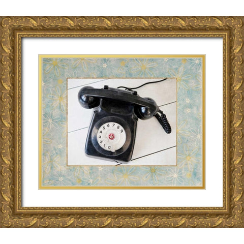 Back In Time Black Telephone_border Gold Ornate Wood Framed Art Print with Double Matting by Susannah Tucker Photography