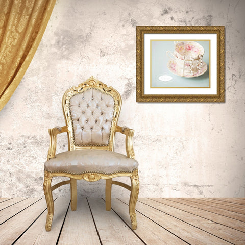 Pretty Teacup Love Gold Ornate Wood Framed Art Print with Double Matting by Susannah Tucker Photography