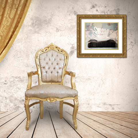 Pretty Teacup and Bible 1 Gold Ornate Wood Framed Art Print with Double Matting by Susannah Tucker Photography