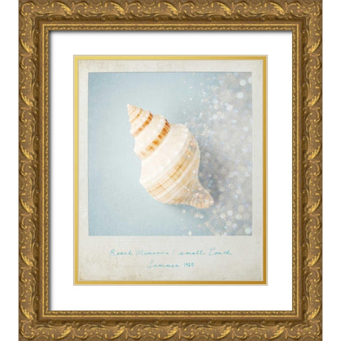 Beach Memories Small Conch Gold Ornate Wood Framed Art Print with Double Matting by Susannah Tucker Photography