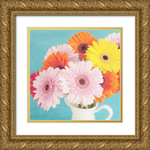 Cheerful Daisies Gold Ornate Wood Framed Art Print with Double Matting by Susannah Tucker Photography