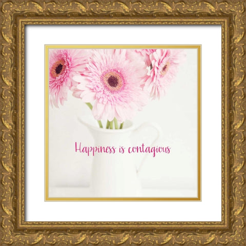 Happiness Is Contagious Gold Ornate Wood Framed Art Print with Double Matting by Susannah Tucker Photography