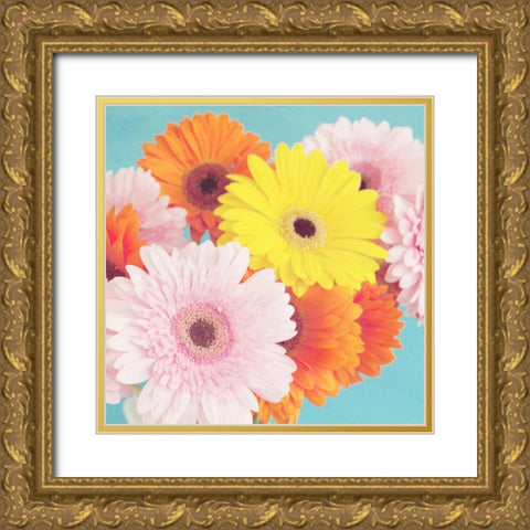 Happy Daisies Gold Ornate Wood Framed Art Print with Double Matting by Susannah Tucker Photography