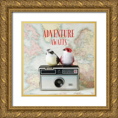 Adventure Awaits Gold Ornate Wood Framed Art Print with Double Matting by Susannah Tucker Photography