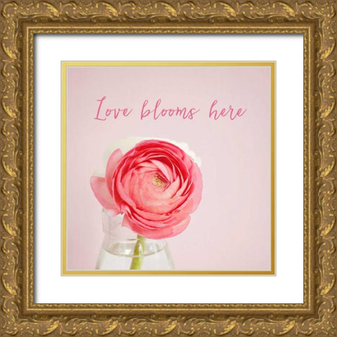 Love Blooms Here Gold Ornate Wood Framed Art Print with Double Matting by Susannah Tucker Photography