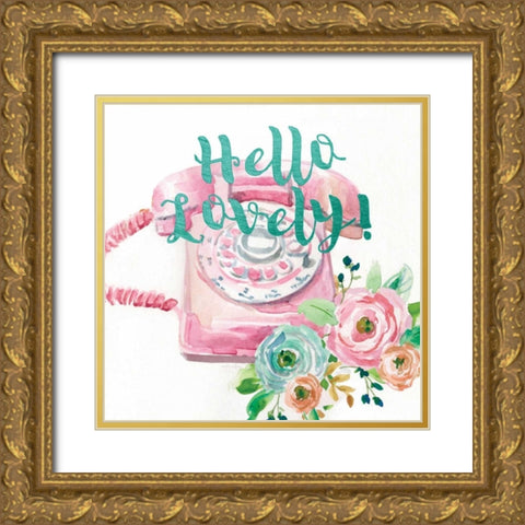 Hello Lovely! Gold Ornate Wood Framed Art Print with Double Matting by Studio Rofino